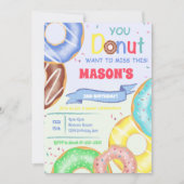 男の子のドーナツ誕生日パーティーの招待 招待状 (正面)