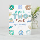 男の子のドーナツ飴のための甘い2番目の誕生日 招待状 (スタンド正面)