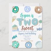 男の子のドーナツ飴のための甘い2番目の誕生日 招待状 (正面)