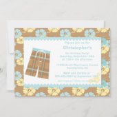 男の子のハイビスカスの水泳の誕生日のパーティの招待状 招待状 (正面)