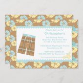 男の子のハイビスカスの水泳の誕生日のパーティの招待状 招待状 (正面/裏面)