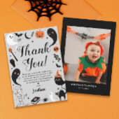 男の子のハロウィン誕生日写真 サンキューカード