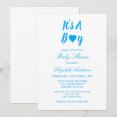 男の子のハートベイビーシャワー 招待状 (正面/裏面)