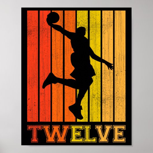 男の子のバスケットのための幸せな12誕生日の装飾 ポスター (正面)