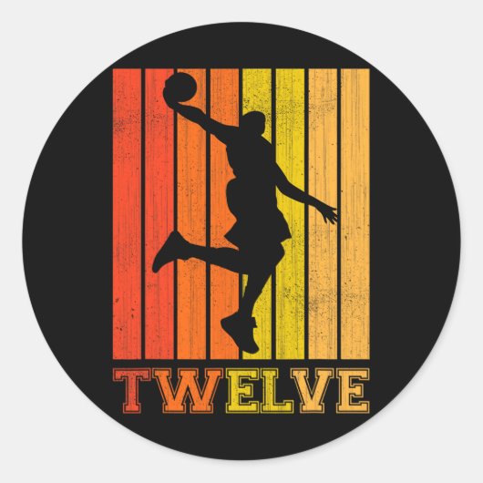 男の子のバスケットのための幸せな12誕生日の装飾 ラウンドシール (正面)