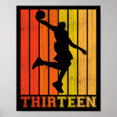 男の子のバスケットのための幸せな13誕生日の装飾 ポスター (正面)
