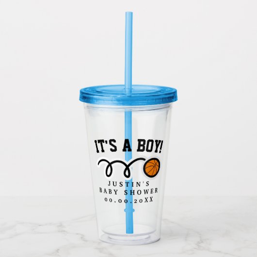 男の子のバスケットボールのベビーシャワーのアクリルのタンブラーガラス アクリルタンブラー (正面)