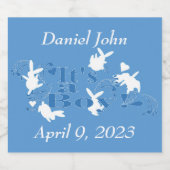 男の子のバニーきらめくワインレーベル スパークリングワインラベル (シングルラベル)