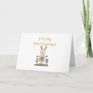 男の子のバニーの第1イースターTシャツおよびギフト シーズンカード