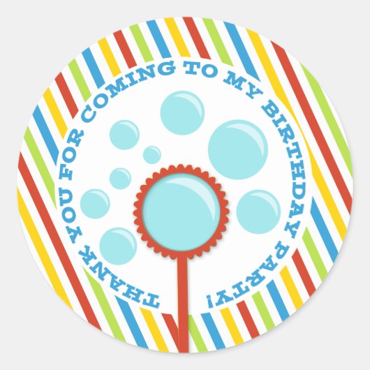 男の子のバブルパーティーありがとうステッカー ラウンドシール (正面)