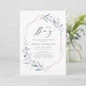 男の子のバラ金ゴールドブルー緑のベビーシャワー 招待状 (スタンド正面)