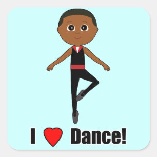 男の子のバレエダンサー: 私はダンスを愛します スクエアシール
