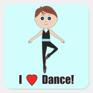 男の子のバレエダンサー: 私はダンスを愛します スクエアシール