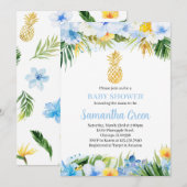 男の子のパイナップルベイビーシャワー 招待状 (正面/裏面)