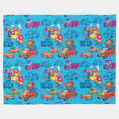 男の子のパターンのための列車と車 フリースブランケット (正面(横))