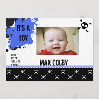 男の子のパンクロックの誕生の発表 案内状