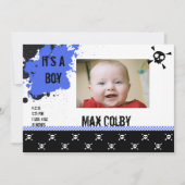 男の子のパンクロックの誕生の発表 案内状 (正面)