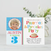 男の子のパンケーキ及びパジャマのパーティの招待状(写真) 招待状 (スタンド正面)