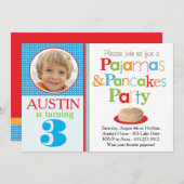 男の子のパンケーキ及びパジャマのパーティの招待状(写真) 招待状 (正面/裏面)