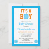 男の子のパンプキンベイビーシャワー 招待状 (正面)