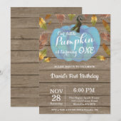 男の子のパンプキン誕生日招待状 青 招待状 (正面/裏面)