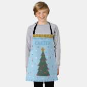 男の子のパーソナライズされたクリスマスのキッチンエプロン エプロン (着用した状態)