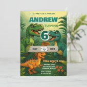 男の子のパーソナル恐竜ワールドT-Rex誕生日 招待状 (スタンド正面)