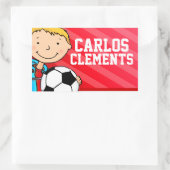 男の子のフットボールのサッカーの名前赤いIDのラベルのステッカー 長方形シール (バッグ)