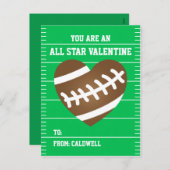 男の子のフットボールのバレンタインの教室交換 シーズンポストカード (正面/裏面)