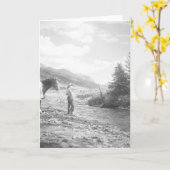 男の子のフライフィッシング カード (黄色い花)