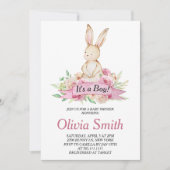 男の子のフローラバニーの水の色ベビーシャワー 招待状 (正面)