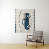 男の子のブルートラック農村風ベビーシャワー背景 タペストリー (インサイチュ)