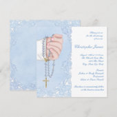 男の子のブルーロザリオの洗礼 招待状 (正面/裏面)