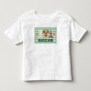 男の子のプレイドトリックまたはハロウィーン幼児T市を治療 トドラーTシャツ