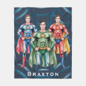 男の子のプレゼントのためのスーパーヒーロー誕生日パーティー フリースブランケット (正面)