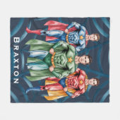 男の子のプレゼントのためのスーパーヒーロー誕生日パーティー フリースブランケット (正面(横))