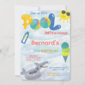 男の子のプール誕生日招待状 招待状 (正面)