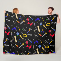 男の子のベッドルームツールをテーマにした毛布