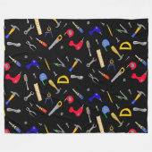 男の子のベッドルームツールをテーマにした毛布 フリースブランケット (正面(横))