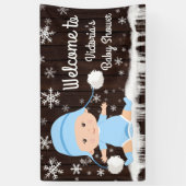 男の子のベビーその冷たい外ベビーシャワーのバナー 横断幕 (縦)