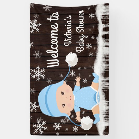 男の子のベビーその冷たい外ベビーシャワーのバナー 横断幕 (縦)