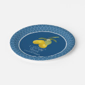 男の子のベビーのBohoのシャワーの農場青いレモン花の柑橘類 ペーパープレート (アングル)