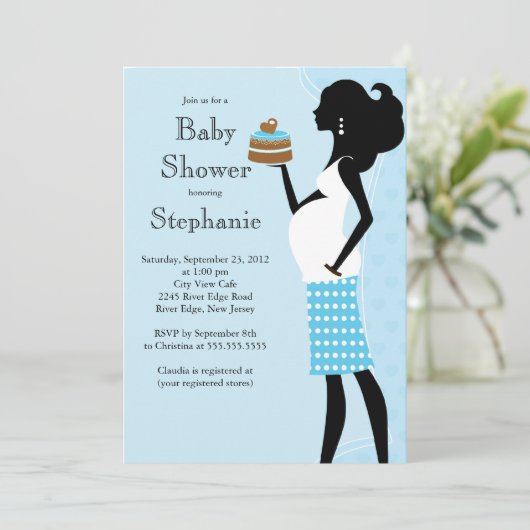 男の子のベビーシャワーがあるモダンなお母さん 招待状 (スタンド正面)