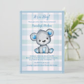 男の子のベビーシャワーのためのかわいいクマ 招待状 (スタンド正面)