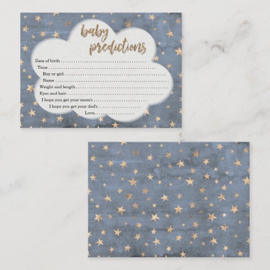 男の子のベビーシャワーのためのベビーの予言カード コーリングカード (正面/裏面)