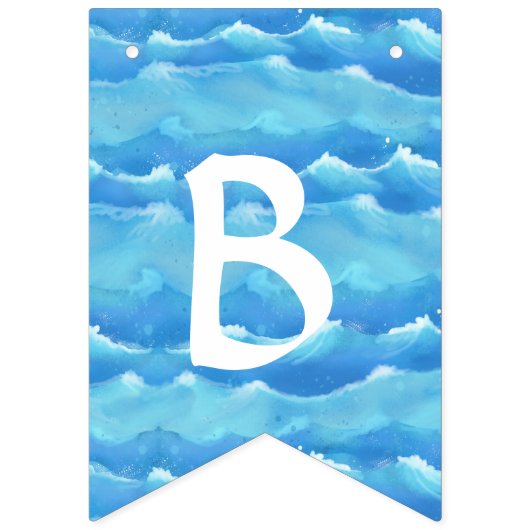 男の子のベビーシャワーのパーティーの装飾のクジラの海洋波 バンティングフラッグ (第3の旗)