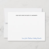 男の子のベビーシャワーのブルーグレーはノート感謝していしています サンキューカード (裏面)