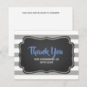 男の子のベビーシャワーのブルーグレーはノート感謝していしています サンキューカード (正面/裏面)