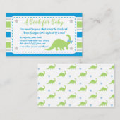 男の子のベビーシャワーの恐竜はブックカードを持って来ます エンクロージャーカード (正面/裏面)