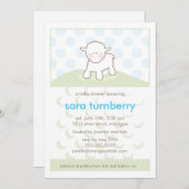 男の子のベビーシャワーの招待状-小さい子ヒツジ 招待状 (正面/裏面)